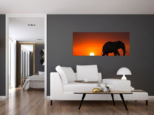 Slika slona u zalasku sunca (120x50 cm)