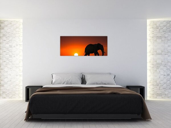 Slika slona u zalasku sunca (120x50 cm)