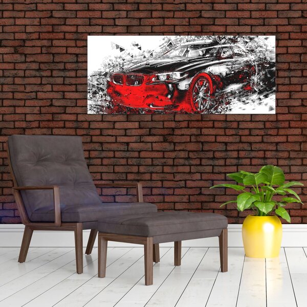 Slika - Naslikani automobil u akciji (120x50 cm)