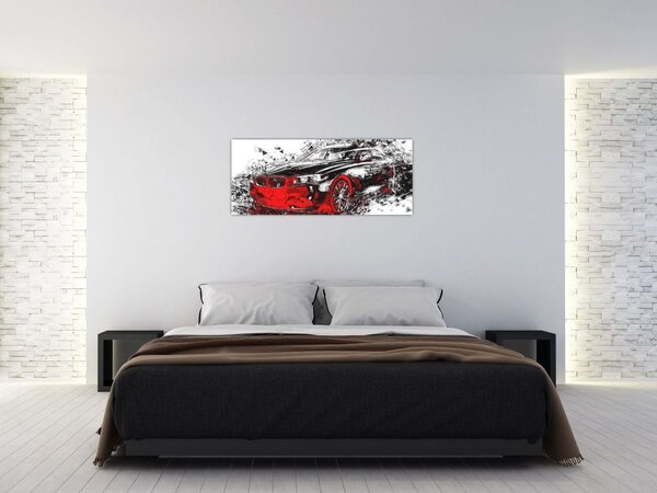 Slika - Naslikani automobil u akciji (120x50 cm)