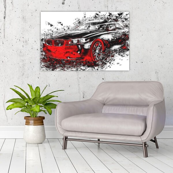 Slika - Naslikani automobil u akciji (90x60 cm)