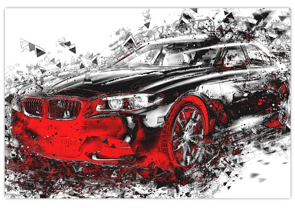 Slika - Naslikani automobil u akciji (90x60 cm)