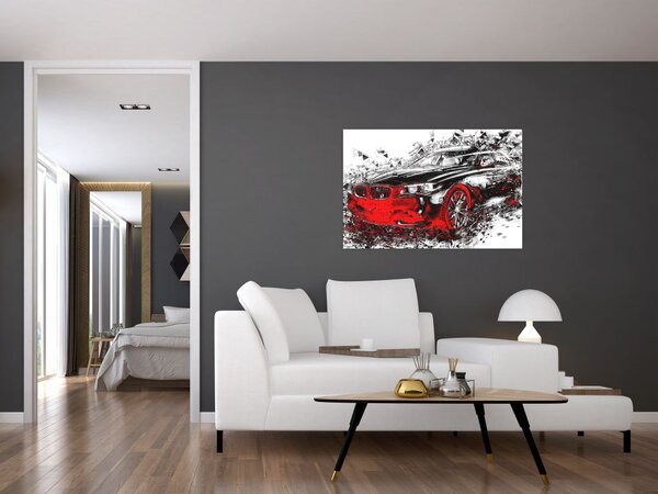 Slika - Naslikani automobil u akciji (90x60 cm)