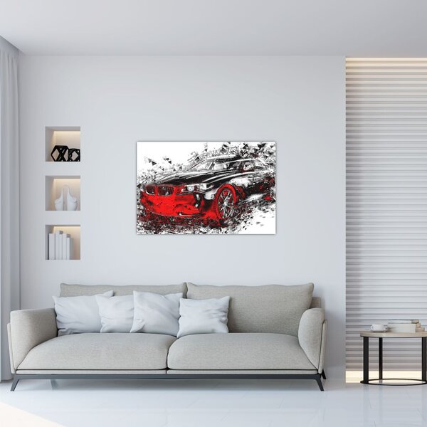 Slika - Naslikani automobil u akciji (90x60 cm)
