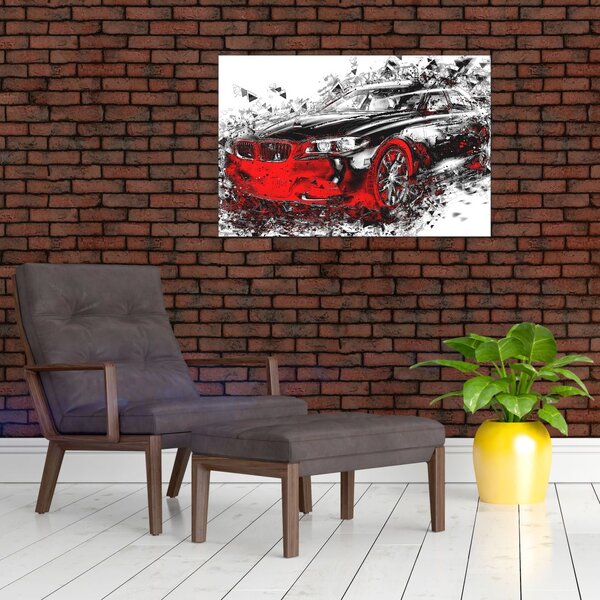 Slika - Naslikani automobil u akciji (90x60 cm)