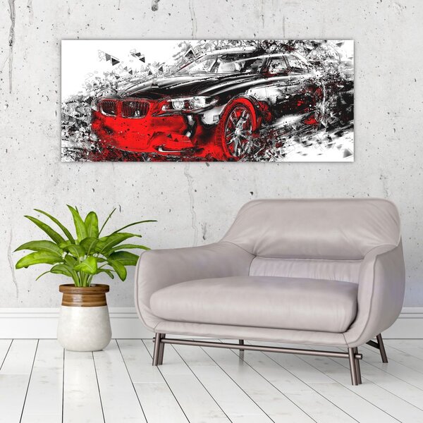 Slika - Naslikani automobil u akciji (120x50 cm)