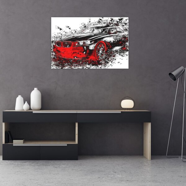Slika - Naslikani automobil u akciji (90x60 cm)