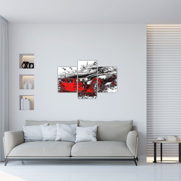 Slika - Naslikani automobil u akciji (90x60 cm)