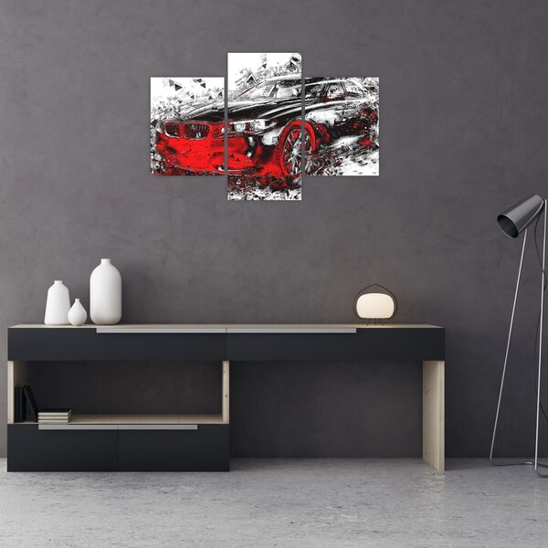 Slika - Naslikani automobil u akciji (90x60 cm)