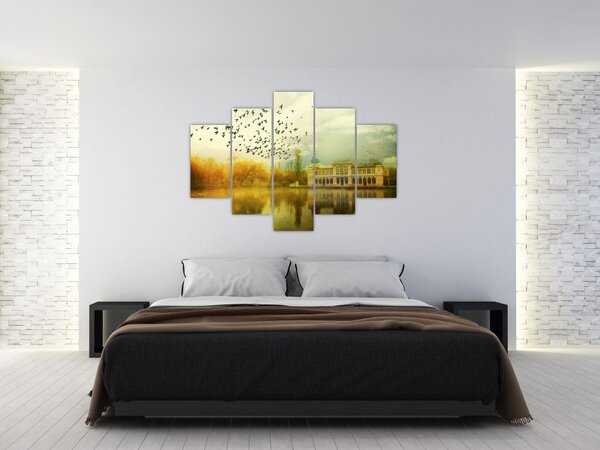 Slika naslikanog krajolika sa ljetnikovcem (150x105 cm)
