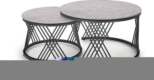 Set 2 kom. stolića za kavu Felecia (sivi mramor + crna)