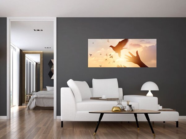 Slika - Golubice, leti! (120x50 cm)