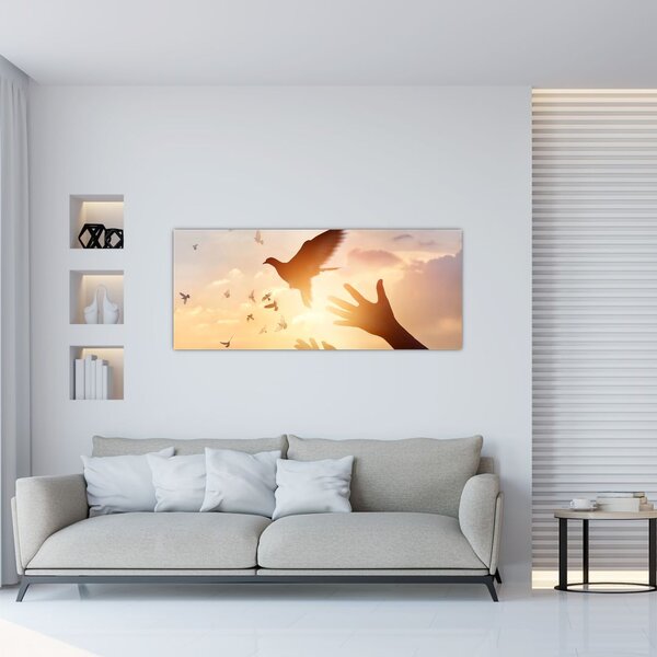 Slika - Golubice, leti! (120x50 cm)