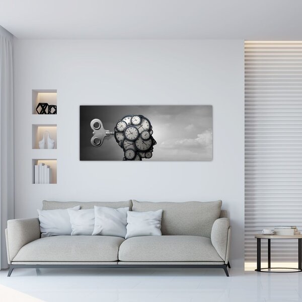 Umjetnička slika glave sa satom (120x50 cm)