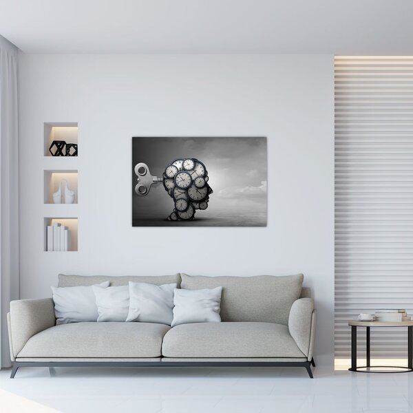 Umjetnička slika glave sa satom (90x60 cm)