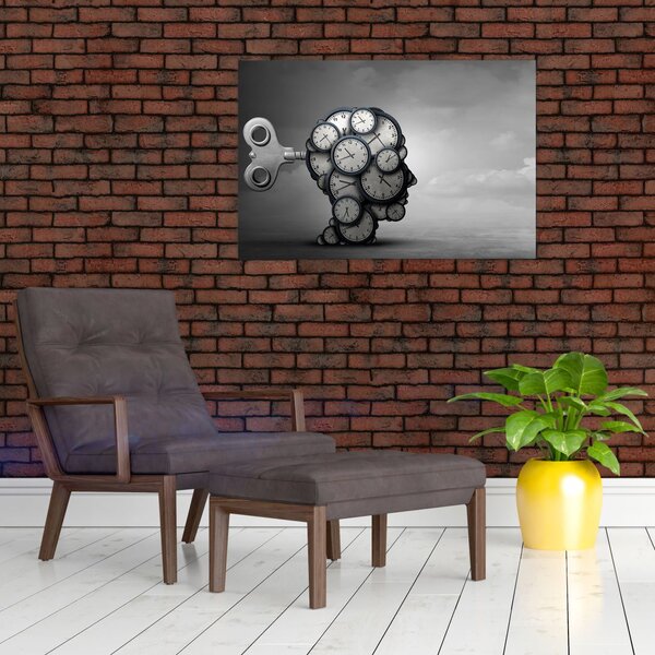 Umjetnička slika glave sa satom (90x60 cm)