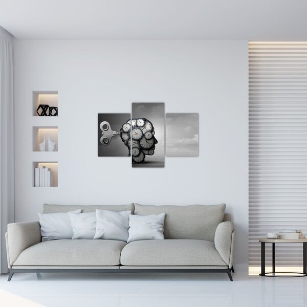 Umjetnička slika glave sa satom (90x60 cm)