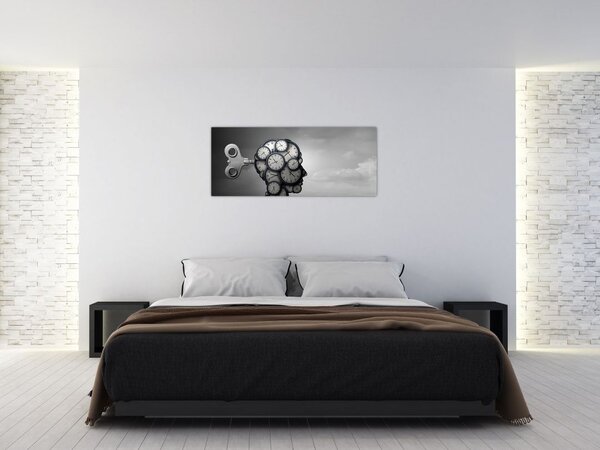 Umjetnička slika glave sa satom (120x50 cm)