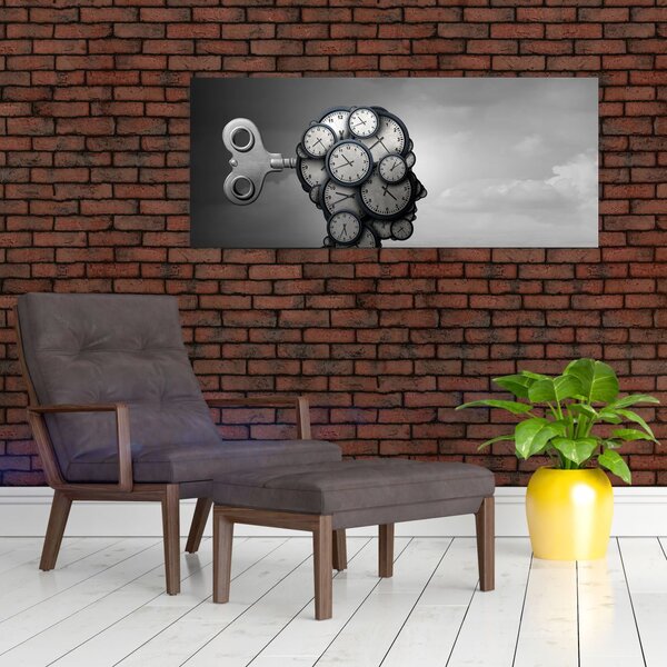 Umjetnička slika glave sa satom (120x50 cm)