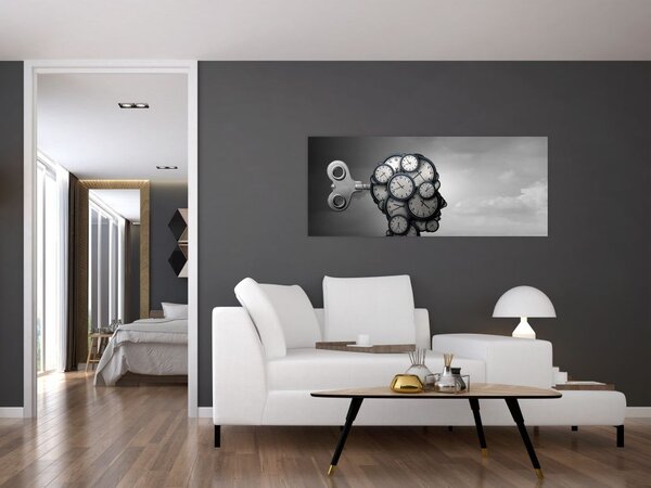 Umjetnička slika glave sa satom (120x50 cm)