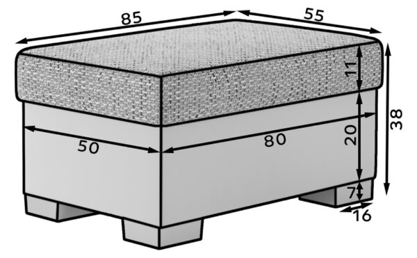 Sivo-bijeli tabure RELTO s prostorom za odlaganje 85x55 cm
