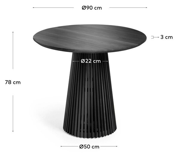 Okrugao blagovaonski stol od masivne indijske lipe ø 90 cm Jeanette – Kave Home