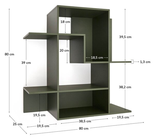 Zeleni modularni sustav polica 80x80x25 cm Ina – Kave Home