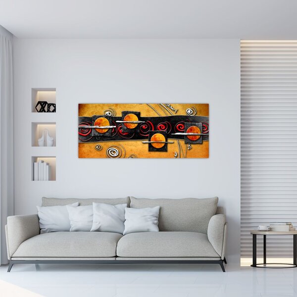 Slika apstrakcije - Planeti (120x50 cm)