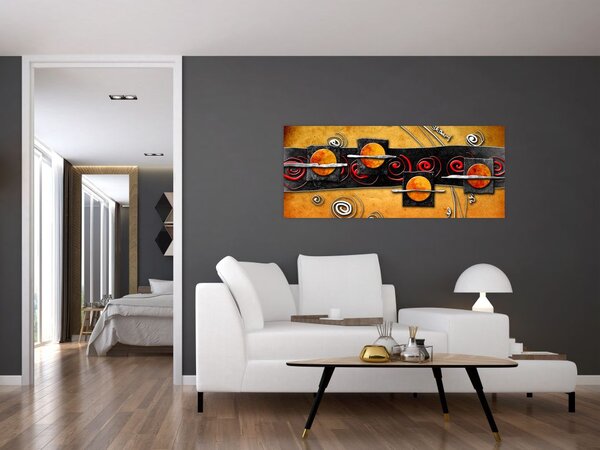 Slika apstrakcije - Planeti (120x50 cm)