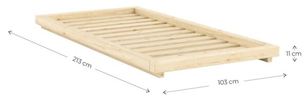 Krevet od masivnog bora bez uzglavlja s podnicom 90x200 cm u prirodnoj boji Dock – Karup