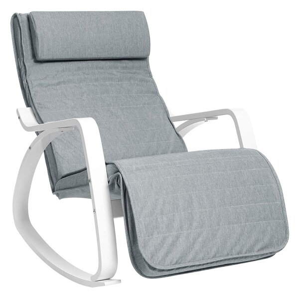 Stolica za ljuljanje nosivosti 150kg, podesiva fotelja, 67x115x91 cm, svijetlosiva | SONGMICS