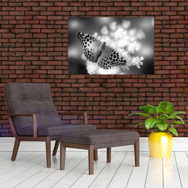 Slika - Detalj leptira koji oprašuje cvijet (90x60 cm)