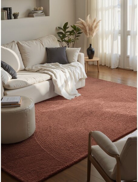 Ručno rađen vunen tepih boje terakote 80x150 cm Calmio – Hanse Home