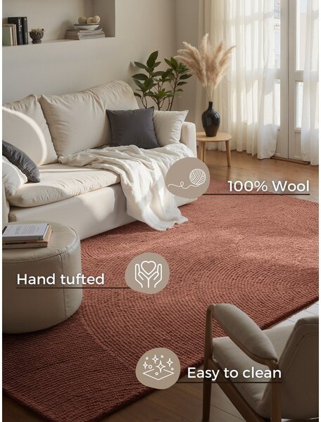 Ručno rađen vunen tepih boje terakote 80x150 cm Calmio – Hanse Home
