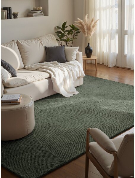 Tamno zeleni ručno rađen vunen tepih 160x230 cm Calmio – Hanse Home
