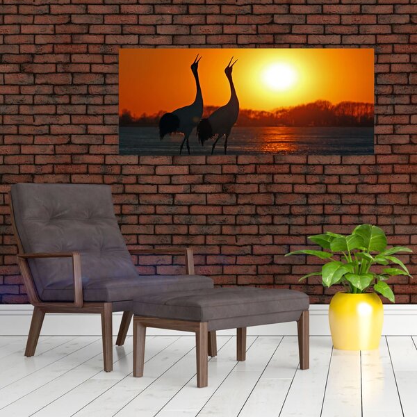 Slika ptica u zalasku sunca (120x50 cm)