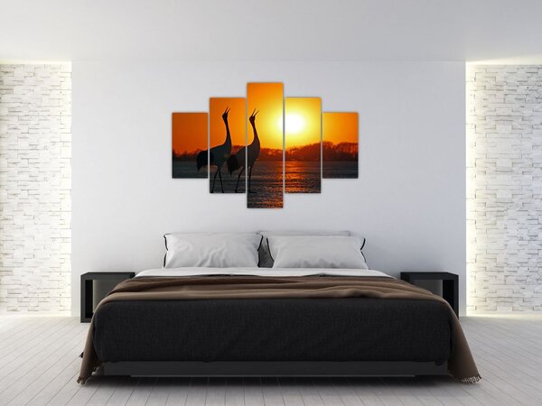 Slika ptica u zalasku sunca (150x105 cm)