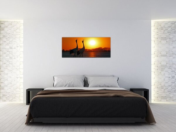 Slika ptica u zalasku sunca (120x50 cm)