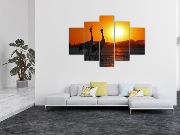 Slika ptica u zalasku sunca (150x105 cm)