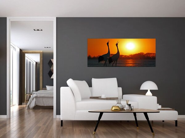 Slika ptica u zalasku sunca (120x50 cm)