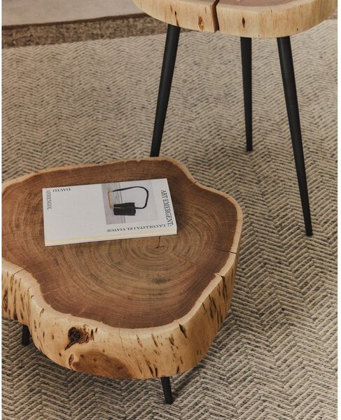 Okrugao stolić za kavu s pločom stola od bagrema u prirodnoj boji 49x47 cm Tanive – Kave Home