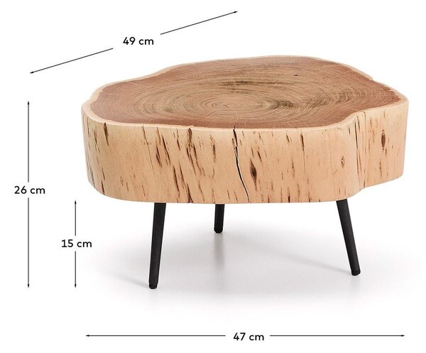 Okrugao stolić za kavu s pločom stola od bagrema u prirodnoj boji 49x47 cm Tanive – Kave Home