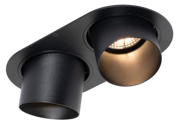 Set od 6 ugradbenih reflektora crni GU10 70 mm nagibni 2-svjetla - Installa