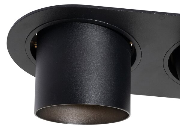 Set od 6 ugradbenih reflektora crni GU10 70 mm nagibni 2-svjetla - Installa