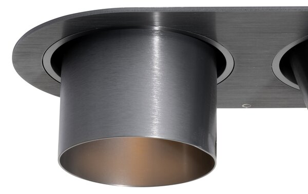 Set od 6 ugradbenih reflektora metalno sive boje GU10 70 mm, nagibni, 2 svjetla - Installa
