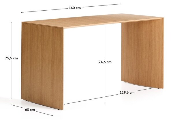 Radni stol u dekoru hrasta 60x140 cm Litto – Kave Home