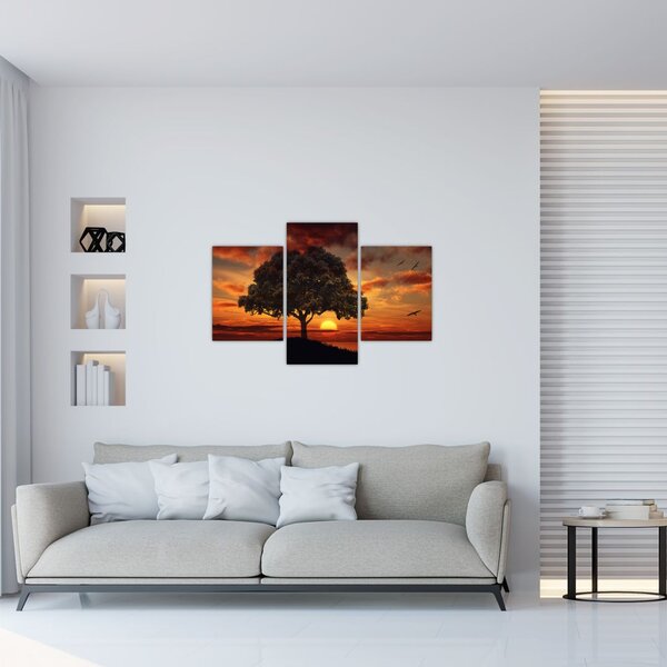 Slika stabla sa zalaskom sunca (90x60 cm)