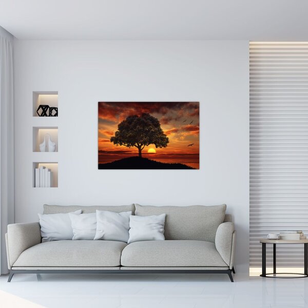 Slika stabla sa zalaskom sunca (90x60 cm)