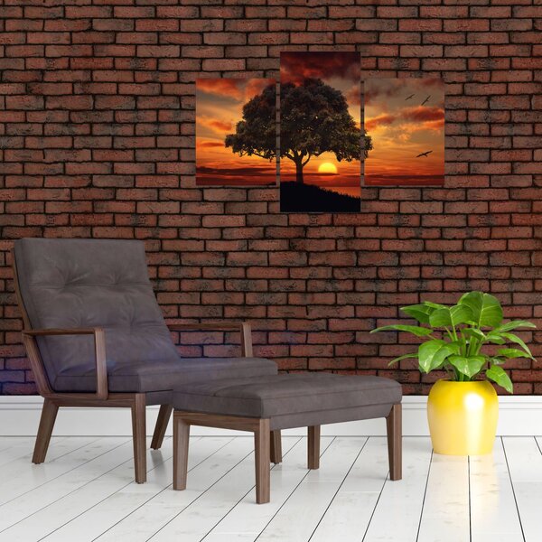 Slika stabla sa zalaskom sunca (90x60 cm)