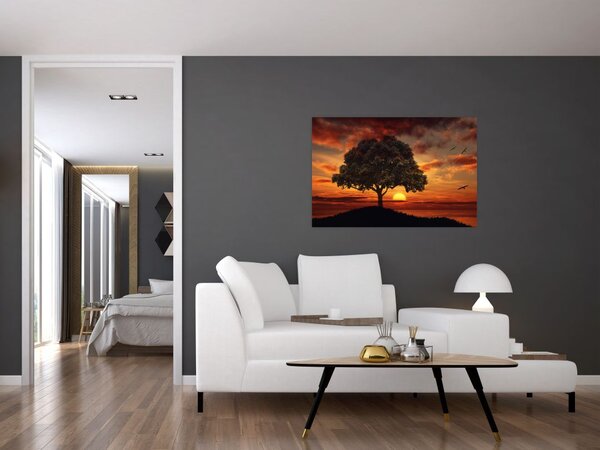 Slika stabla sa zalaskom sunca (90x60 cm)